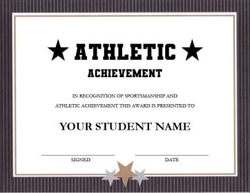 Athletic Achievement Certificate with Star Border