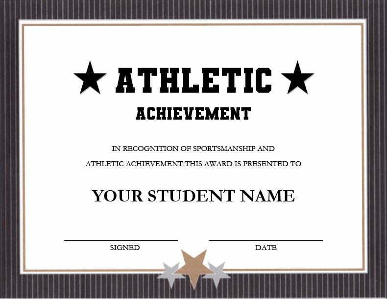 Athletic Achievement Certificate with Star Border